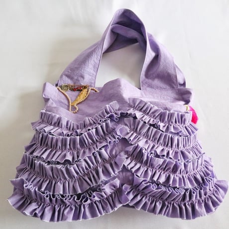 shirring pocket cotton bag (lavender)