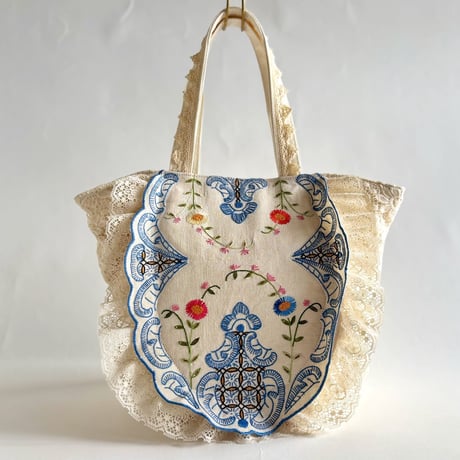 flower embroidery gather bag  ”A"