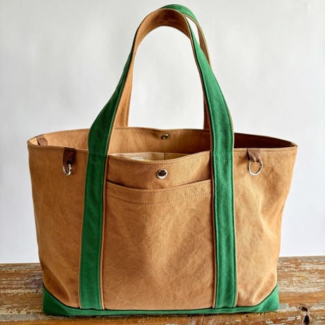 canvas tote bag (brick color  & green)