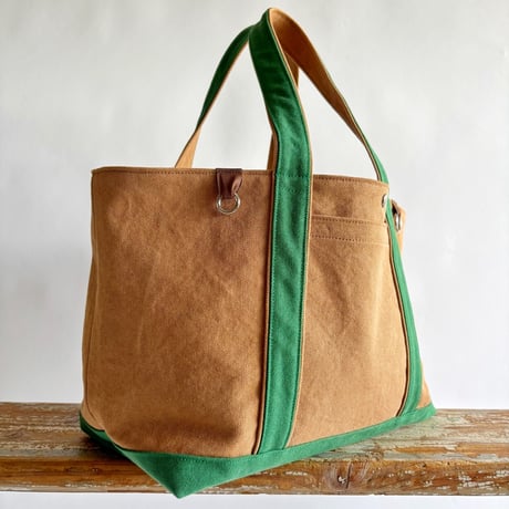 canvas tote bag (brick color  & green)