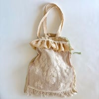 "upcycle" vintage lace  bag  (pale yellow)
