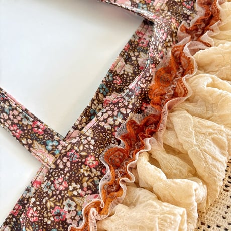 "upcycle" vintage lace  bag  (old rose)