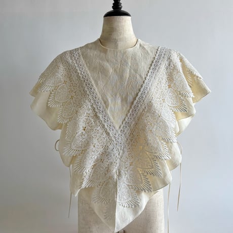 European linen scarf collar (white race)  "b"