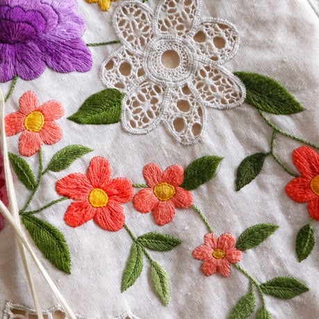Japan vintage embroidery  bag  (flower)