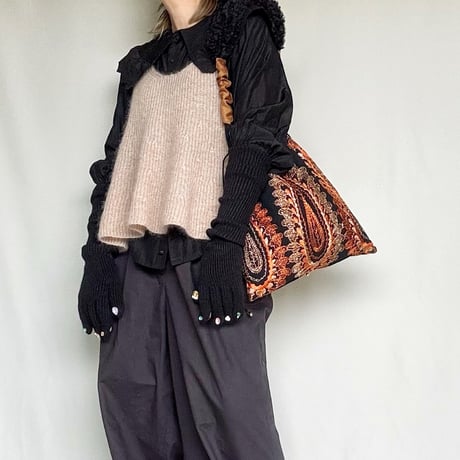 "upcycle"  vintage skirt  drawstring bag