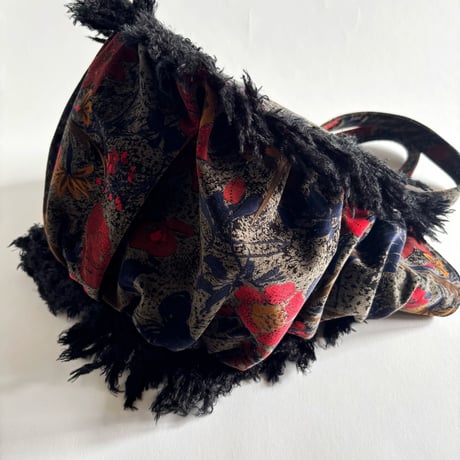 vintage fabric gather bag  "A"