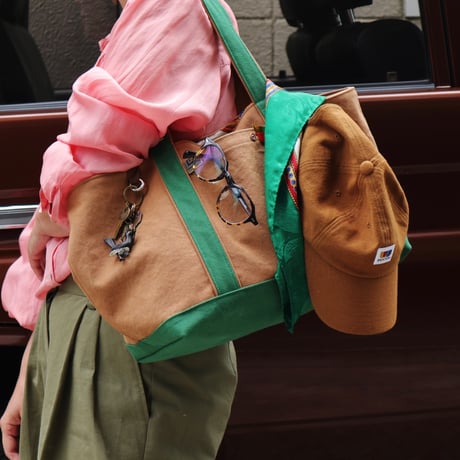 canvas tote bag (brick color  & green)