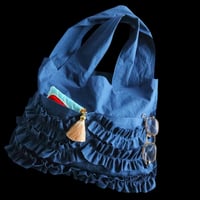 shirring pocket cotton bag (ink blue)