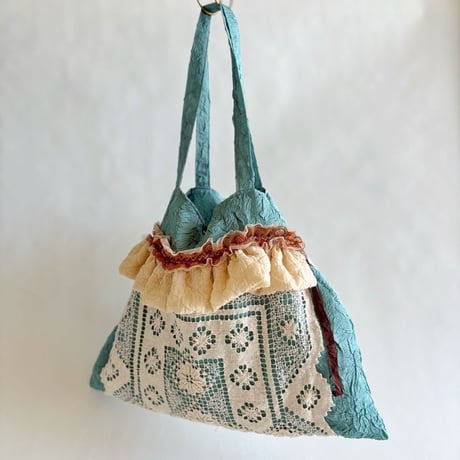 vintage lace  bag  (mint blue)