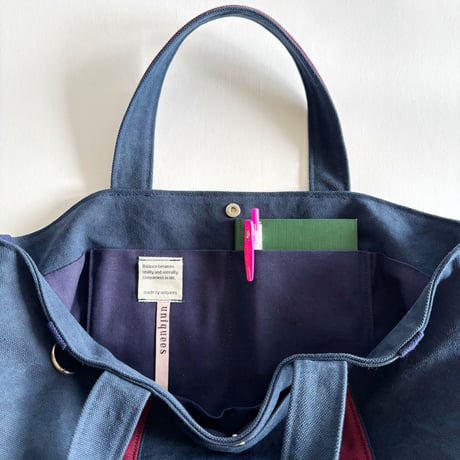 canvas tote bag (navy & bordeaux)