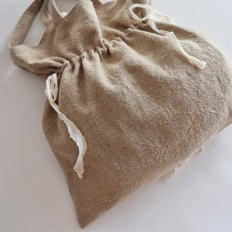 itarian linen drawstring 2way bag (doily)