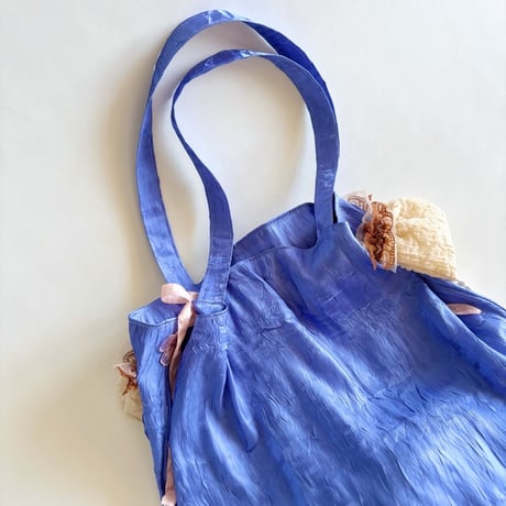 "upcycle" vintage lace  bag  (cornflower blue)