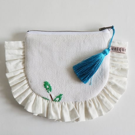 vintage embroidery pouch "f"