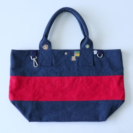 bicolor tote bag (navy & red)