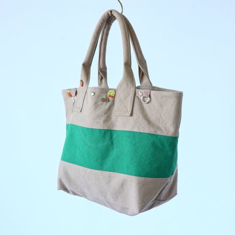 bicolor tote bag (mushroom & green)