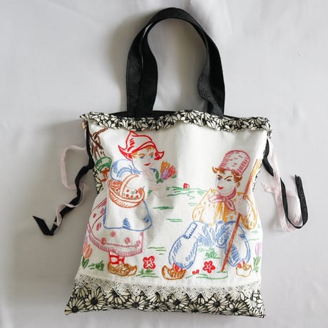 "upcycle" vintage embroidery bag