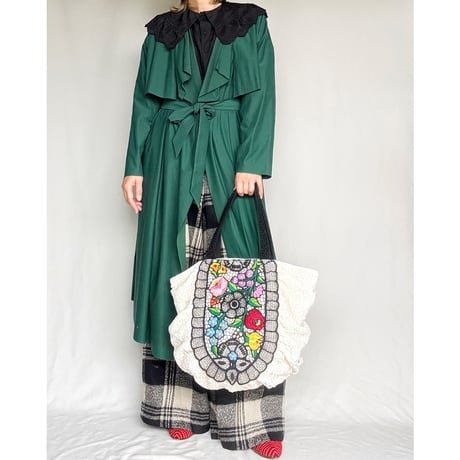 flower embroidery gather bag