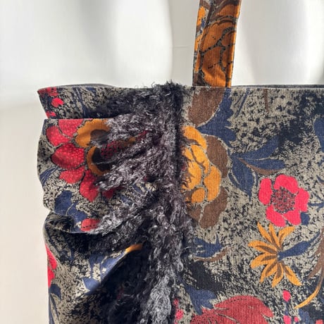 vintage fabric gather bag  "A"