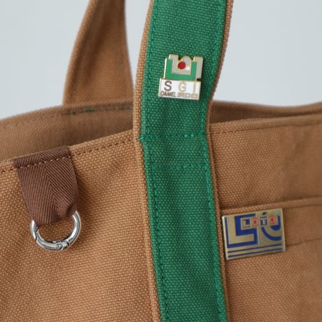 canvas tote bag (brick color  & green)