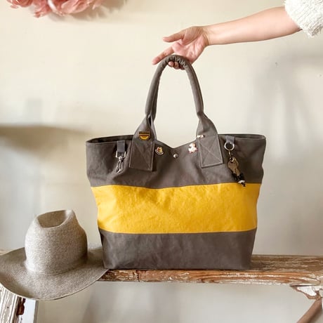 bicolor tote bag (gray & yellow)