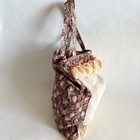 "upcycle" vintage lace  bag  (old rose)