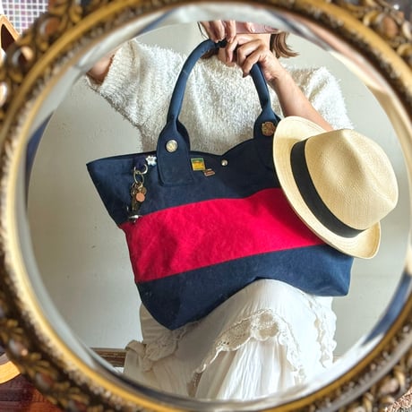 bicolor tote bag (navy & red)