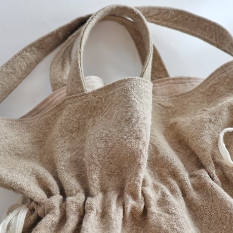 itarian linen drawstring 2way bag (doily)