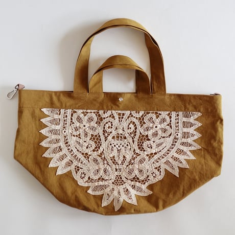 vintage lace bucket bag (mustard)