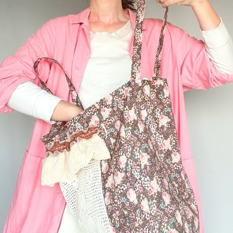 "upcycle" vintage lace  bag  (old rose)