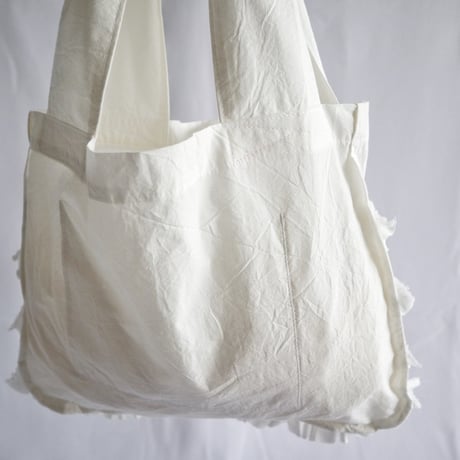 shirring pocket cotton bag (off white)