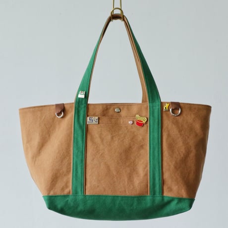 canvas tote bag (brick color  & green)