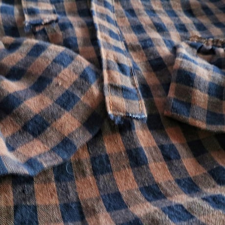 italian linen gingham check  bag (brown)