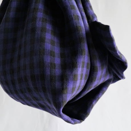 italian linen gingham check  bag (blue)