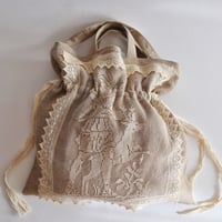 itarian linen drawstring 2way bag (vintage lace)