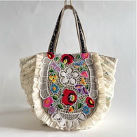 flower embroidery gather bag  "C"