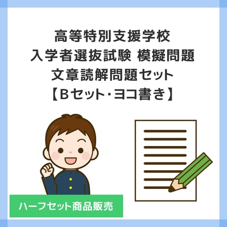【 ダウンロード商品 】PDF書籍『高等特別支援学校 入学者選抜試験 模擬問題 文章読解問題セット（Bセット・ハーフセット商品販売）【ヨコ書き】』