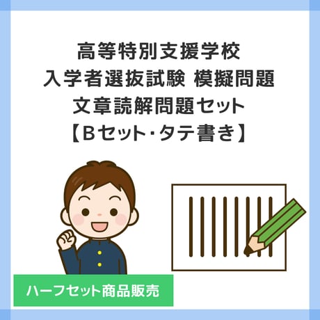 【 ダウンロード商品 】PDF書籍『高等特別支援学校 入学者選抜試験 模擬問題 文章読解問題セット（Bセット・ハーフセット商品販売）【タテ書き】』