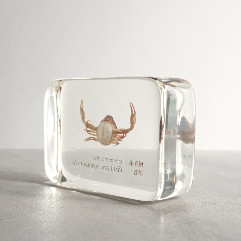 ヒラコブシガニ樹脂封入標本 M (木製標本箱入り) | Atelier BIOTA