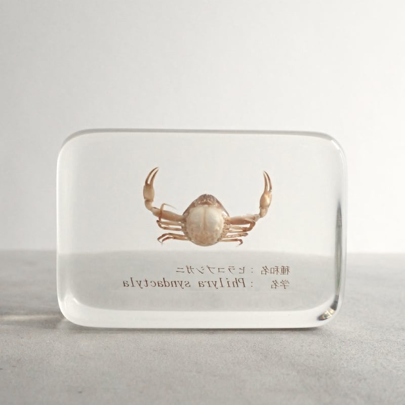 ヒラコブシガニ樹脂封入標本 M (木製標本箱入り) | Atelier BIOTA