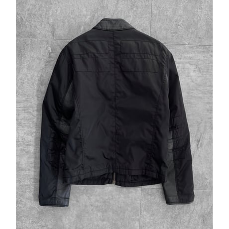 "Panelled leather × Nylon" Puffer Jacket