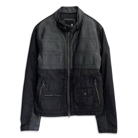 "Panelled leather × Nylon" Puffer Jacket
