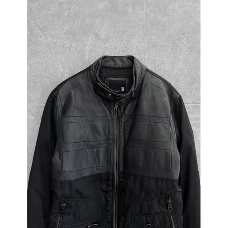 "Panelled leather × Nylon" Puffer Jacket