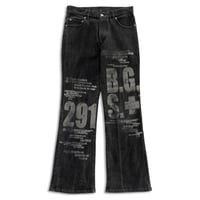 Black Graphic Flared Denim Pants