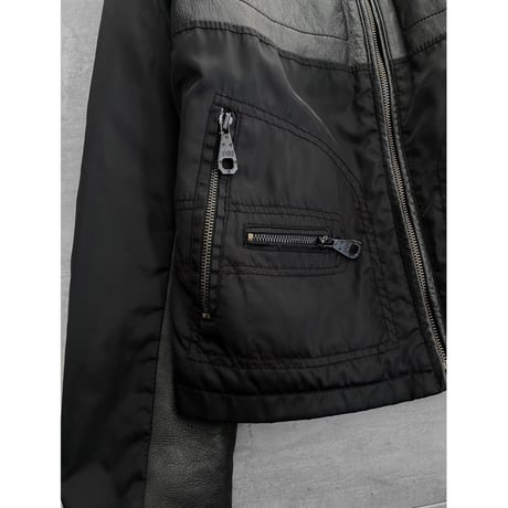 "Panelled leather × Nylon" Puffer Jacket