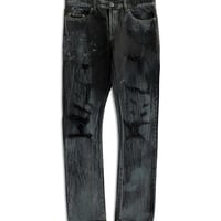 Shadow washed black destroyed skinny denim