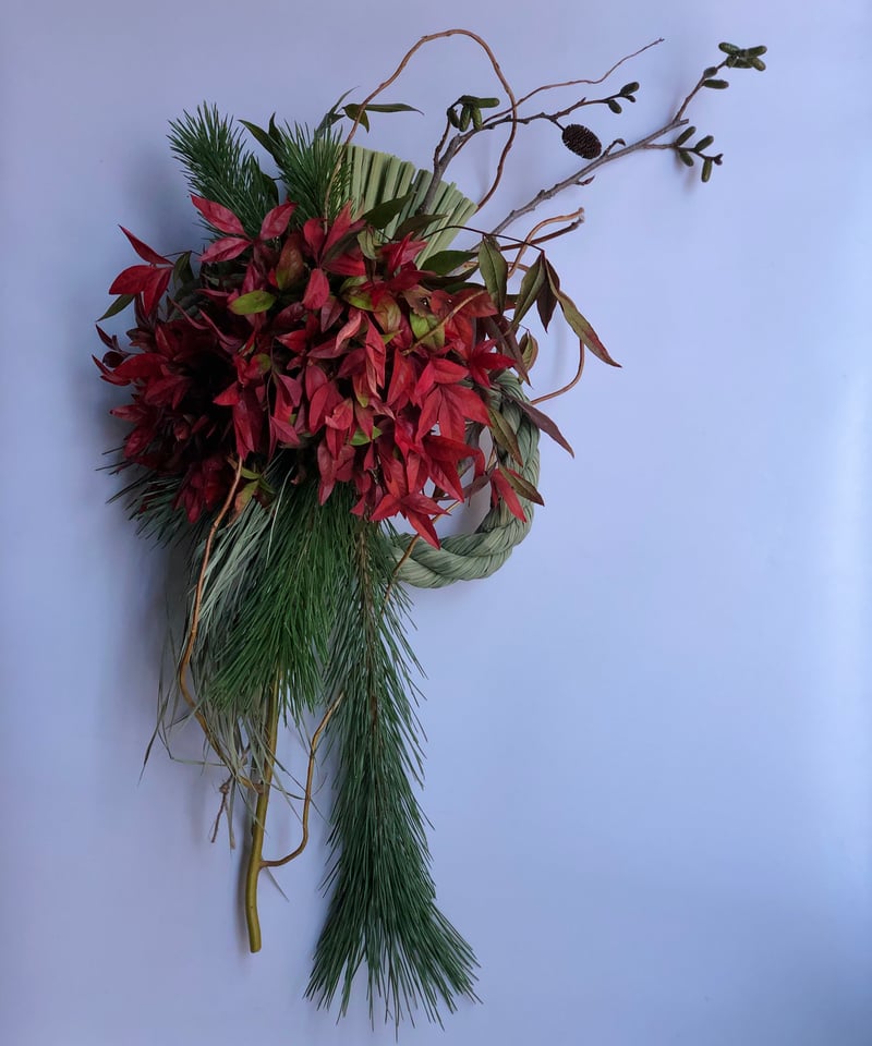 おたふく南天と松のお正月飾り | botanical driedflower works