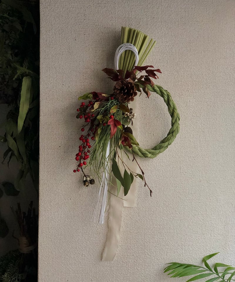 南天と松ぼっくりのお正月飾り | botanical driedflower works