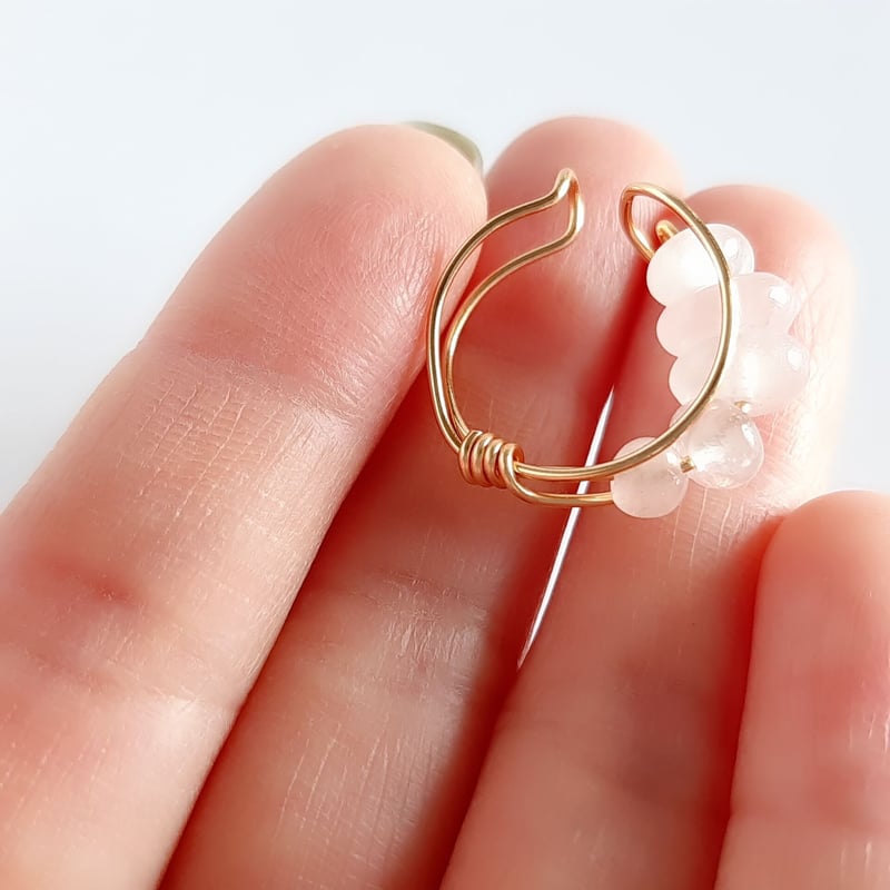 天然石 ローズクォーツ ワイヤー イヤーカフ 片耳用 | そそ-楚々-