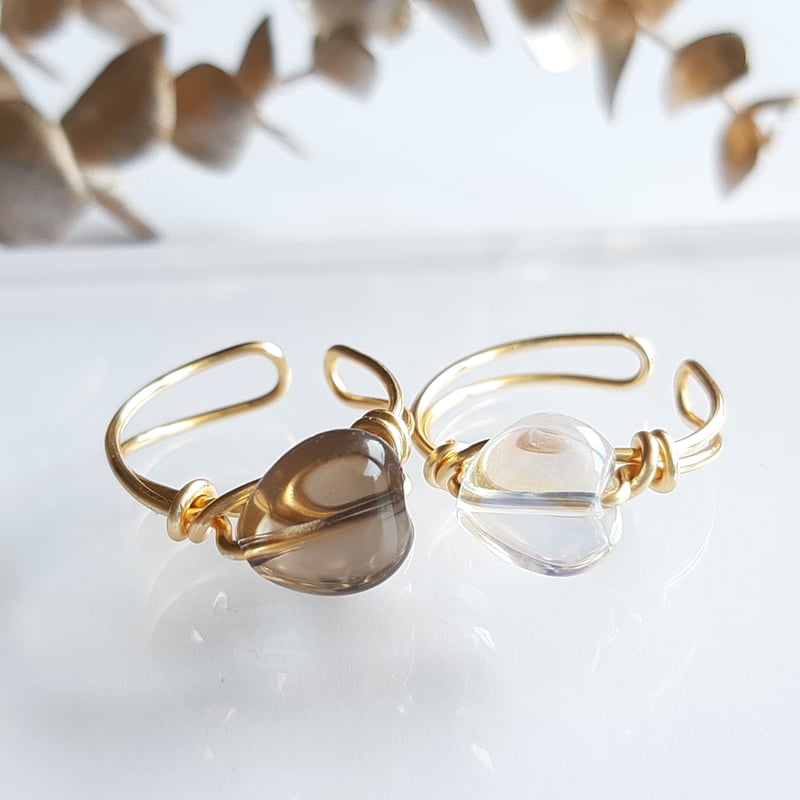 アクアクリスタルのハート♡ワイヤーイヤーカフ 片耳用 | そそ-楚々-