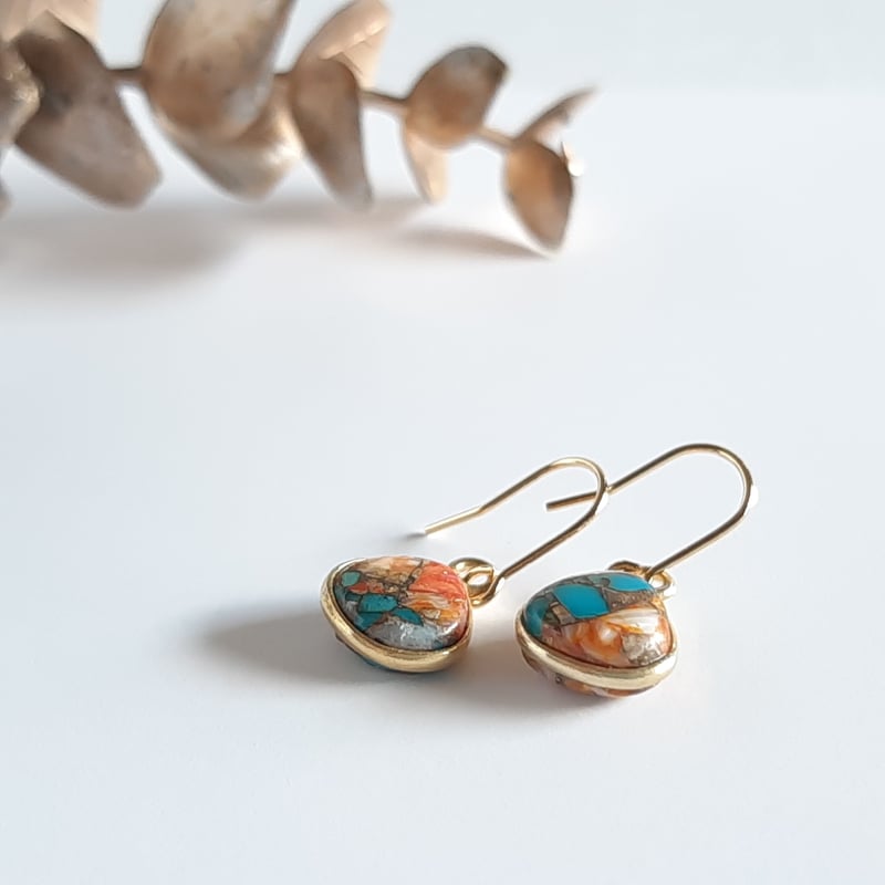 再販】オイスターカッパーターコイズ 一粒ピアス/イヤリング | そそ-楚々-